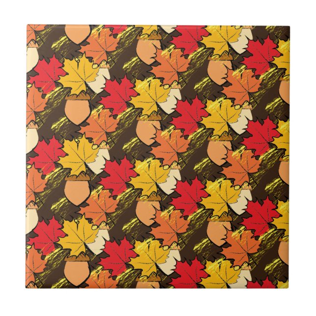Acorns and leaves IV Ceramic Tile (Front)