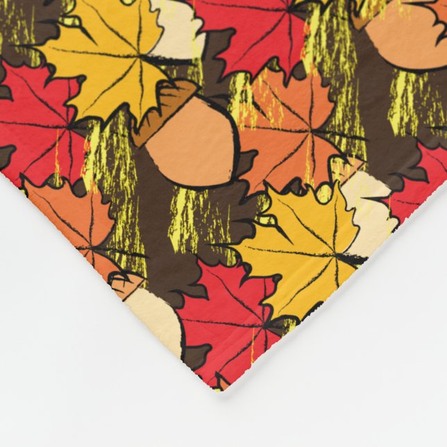Acorns and leaves IV Fleece Blanket (Corner)