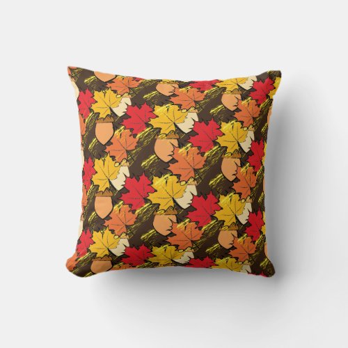Acorns and leaves IV Throw Pillow