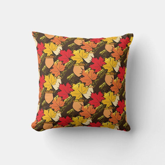 Acorns and leaves IV Throw Pillow (Front)