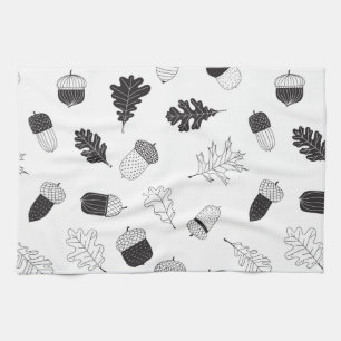 Acorns and leaves kitchen towel