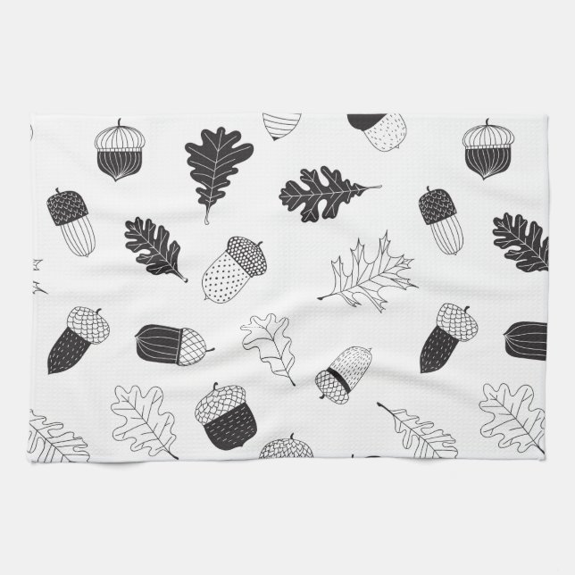 Acorns and leaves kitchen towel (Horizontal)