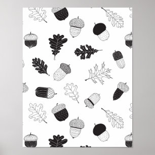 Acorns and leaves poster