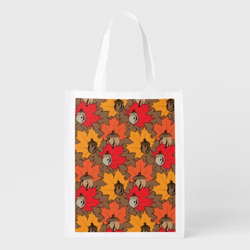 Acorns and leaves V Reusable Grocery Bag