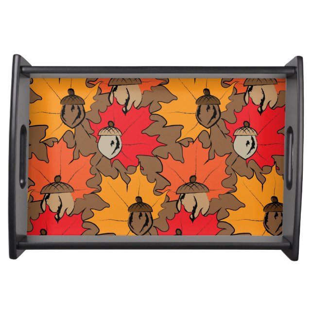 Acorns and leaves V Serving Tray (Front)