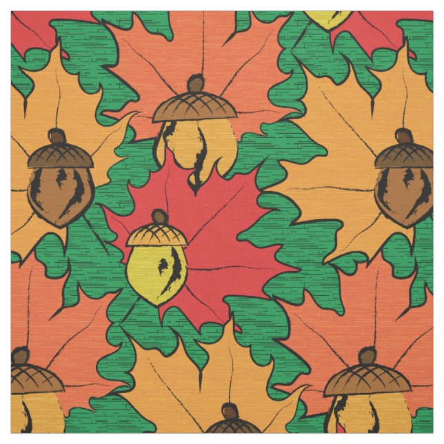 Acorns and leaves VI Fabric (Swatch)