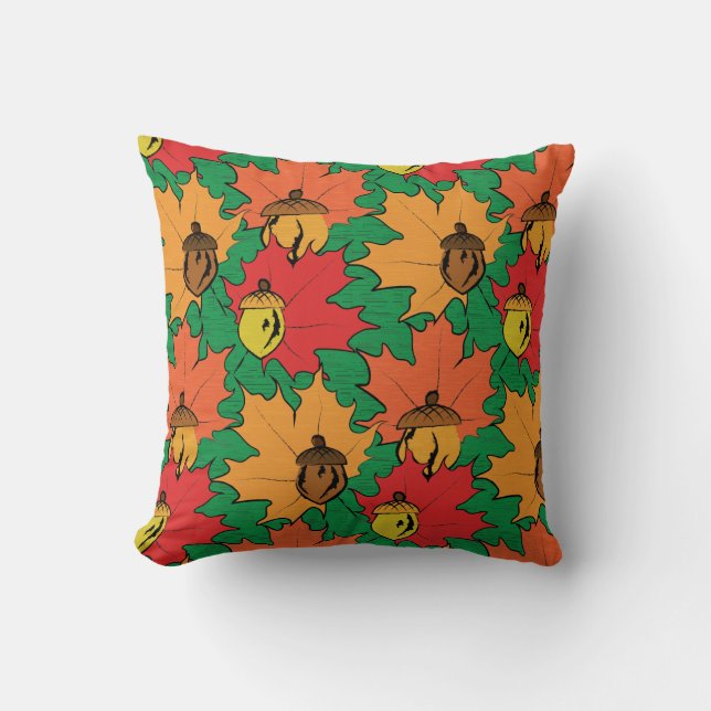 Acorns and leaves VI Throw Pillow (Front)