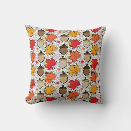 Acorns and leaves VII Throw Pillow