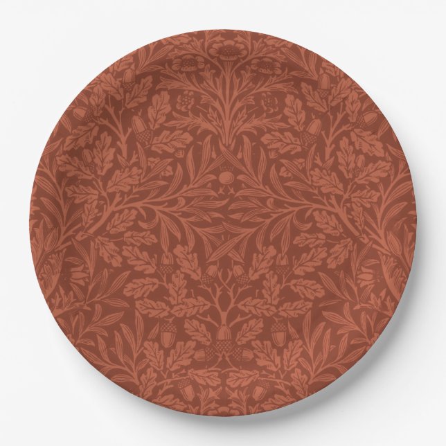 Acorns and Oak Leaves (by William Morris) Paper Plates (Front)
