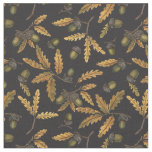 Acorns and oak leaves on black fabric