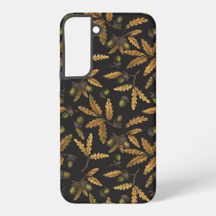 Acorns and oak leaves on black samsung galaxy s22+ case