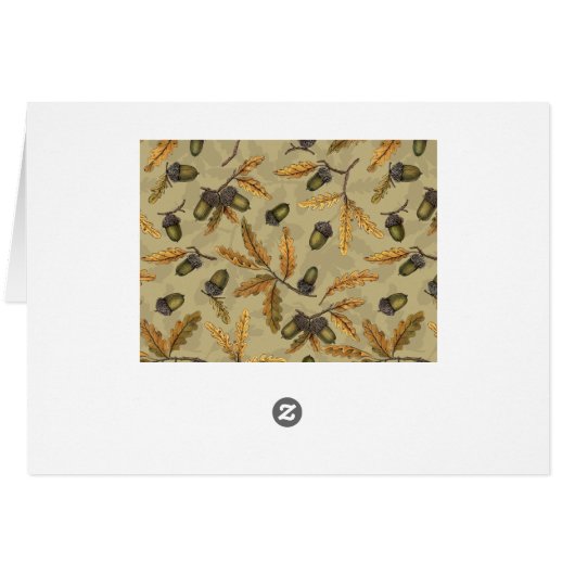 Acorns and oak leaves on ecru (Back Horizontal)