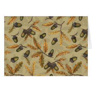 Acorns and oak leaves on ecru