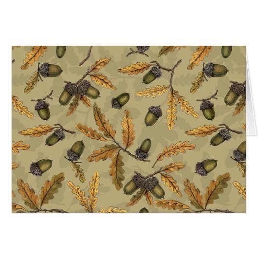 Acorns and oak leaves on ecru (Front Horizontal)