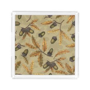 Acorns and oak leaves on ecru acrylic tray