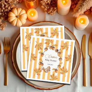 Acorns and Squirrel Fall Plaids Baby Shower  Napkins