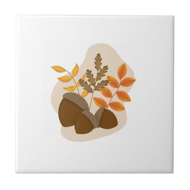 Acorns Autumn Fall  Ceramic Tile (Front)