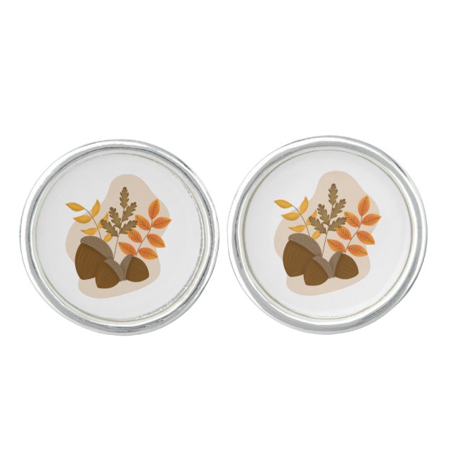 Acorns Autumn Fall  Cufflinks (Front)