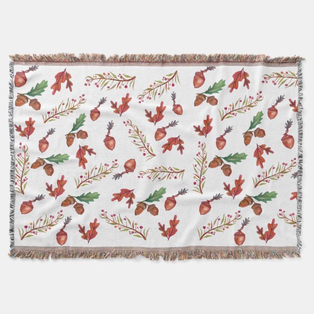 Acorns, Fall art Throw Blanket (Front)