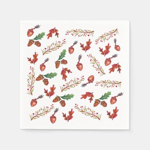 Acorns Fall Leaves Autumn   Napkins