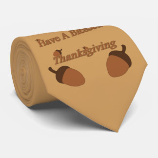 Acorns ~ Have A Blessed Thanksgiving Neck Tie