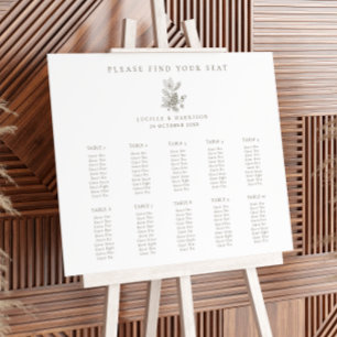 Acorns & Pine Cone Fall Wedding Seating Plan Foam Board