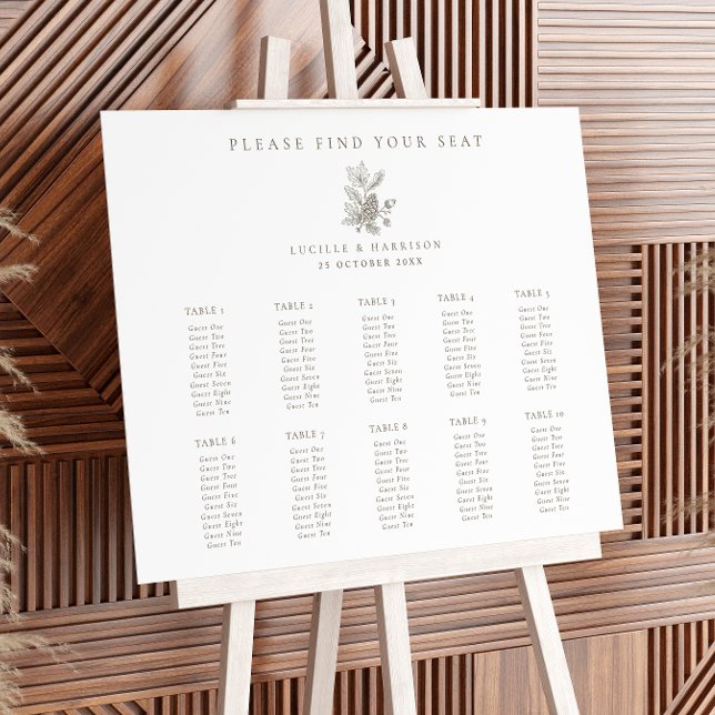 Acorns & Pine Cone Fall Wedding Seating Plan Foam Board (Creator Uploaded)