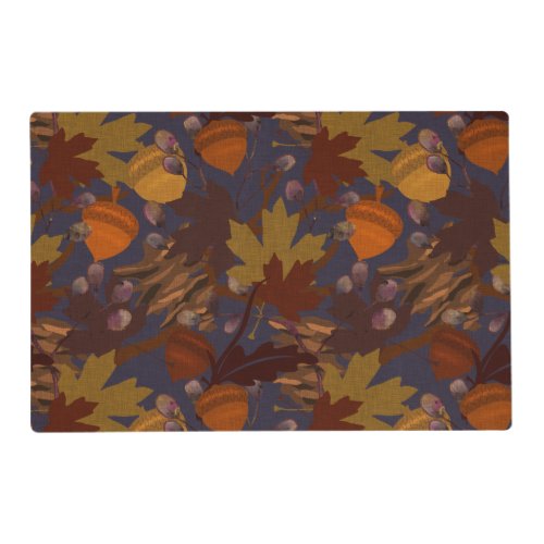 Acorns Pinecones and Leaves Brown Gold Rust Placemat