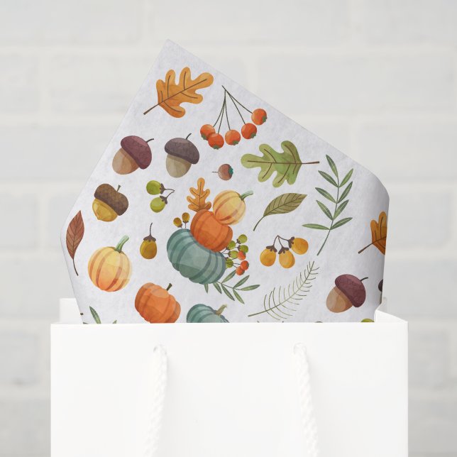 Acorns Pumpkin Decoupage Tissue Paper, Fall Paper (Gift Bag)