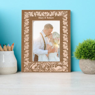 Acorns Rabbit & Squirrel Foliage Border Engraved Frames