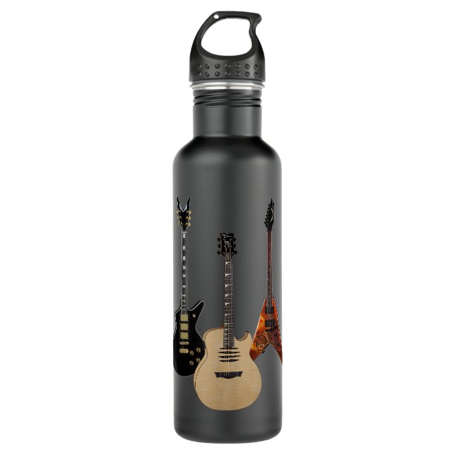Acoustic And Electric Guitars Rock Music Player Co Stainless Steel Water Bottle (Front)