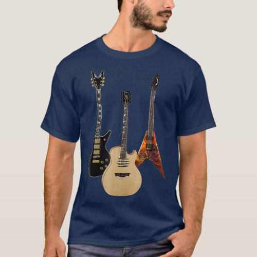 Acoustic And Electric Guitars Rock Music Player T_Shirt