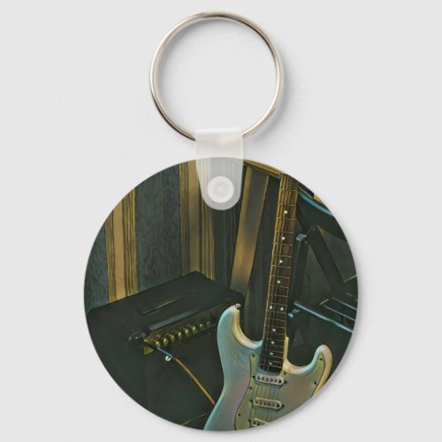 acoustic bass electric guitar gift keychain
