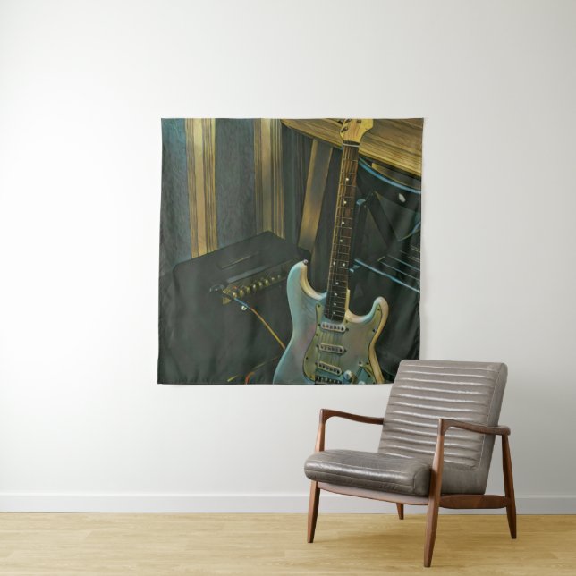 acoustic bass electric guitar gift tapestry (In Situ)