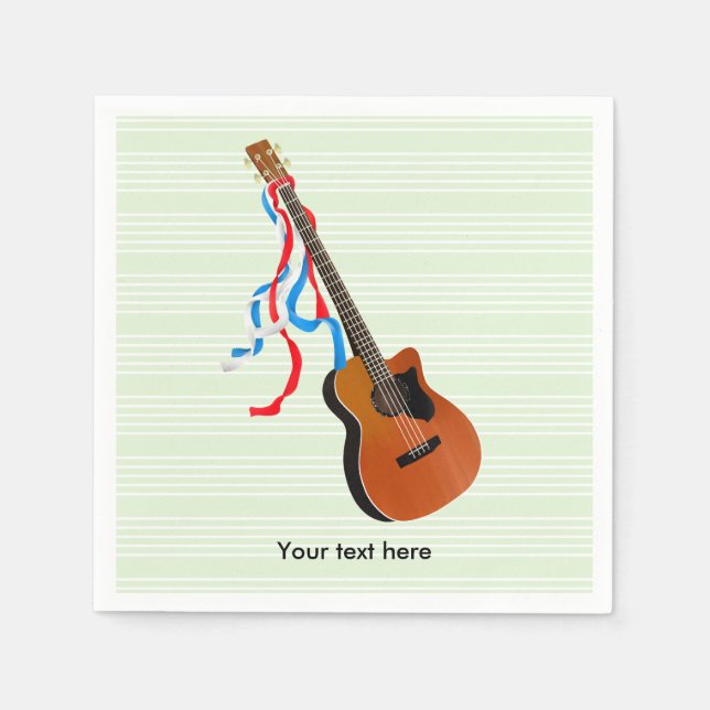 Acoustic Bass Guitar American Music Napkins (Front)