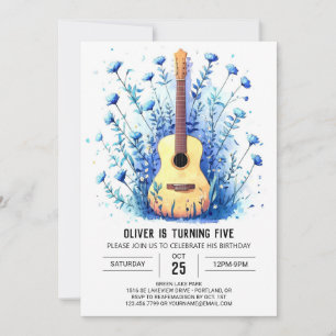 Acoustic Classical Guitar Boy Birthday Invitation