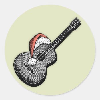 Acoustic Claus Classic Round Sticker by kbilltv at Zazzle