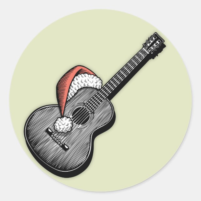 Acoustic Claus Classic Round Sticker (Front)