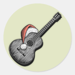 Acoustic Claus Classic Round Sticker