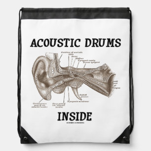 Acoustic Drums Inside (Anatomy Of Human Ear) Drawstring Bag