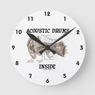 Acoustic Drums Inside (Anatomy Of Human Ear) Round Clock