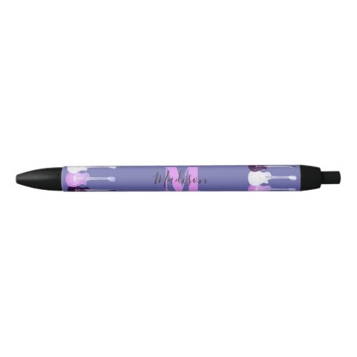 Acoustic electric guitar purple pink Monogram Black Ink Pen