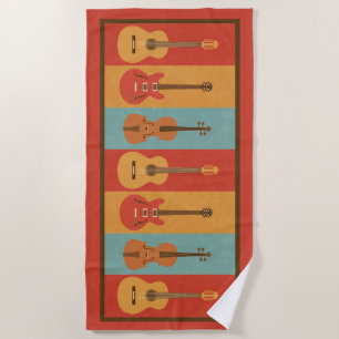 Acoustic, Electric Guitars and Violas Beach Towel