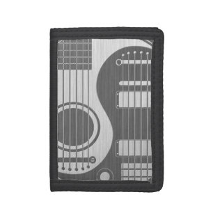 Acoustic Electric Guitars Yin Yang Stainless Steel Trifold Wallet