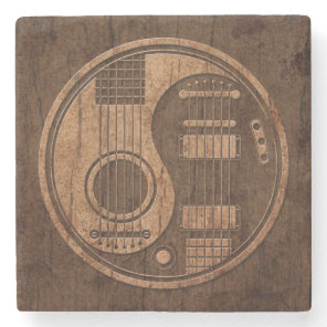 Acoustic Electric Guitars Yin Yang Wood Effect Stone Coaster