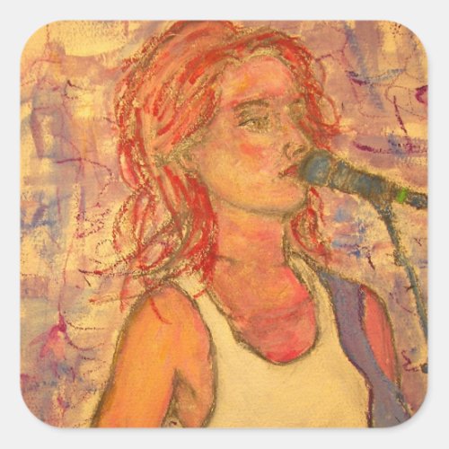 Acoustic Girl Square Sticker