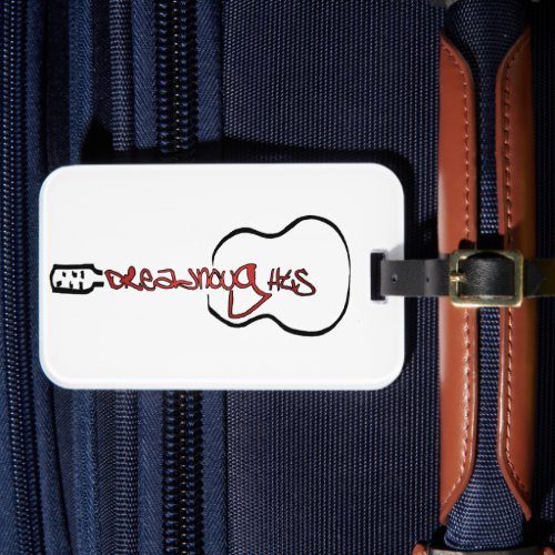 Acoustic Guitar Abstract Logo red Luggage Tag