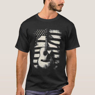 Acoustic Guitar American Flag - Country Music Guit T-Shirt