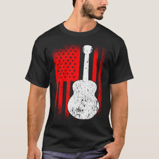 Acoustic Guitar American Flag Guitarist T-Shirt