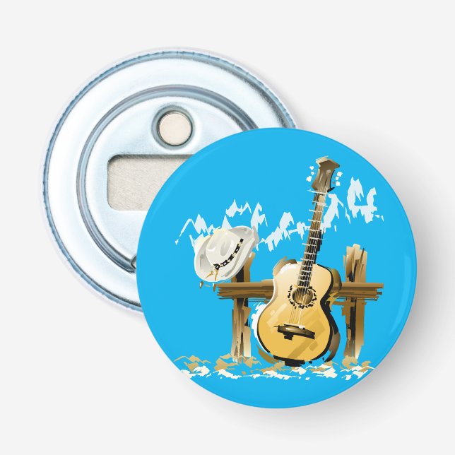Acoustic guitar and hat bottle opener (Front)